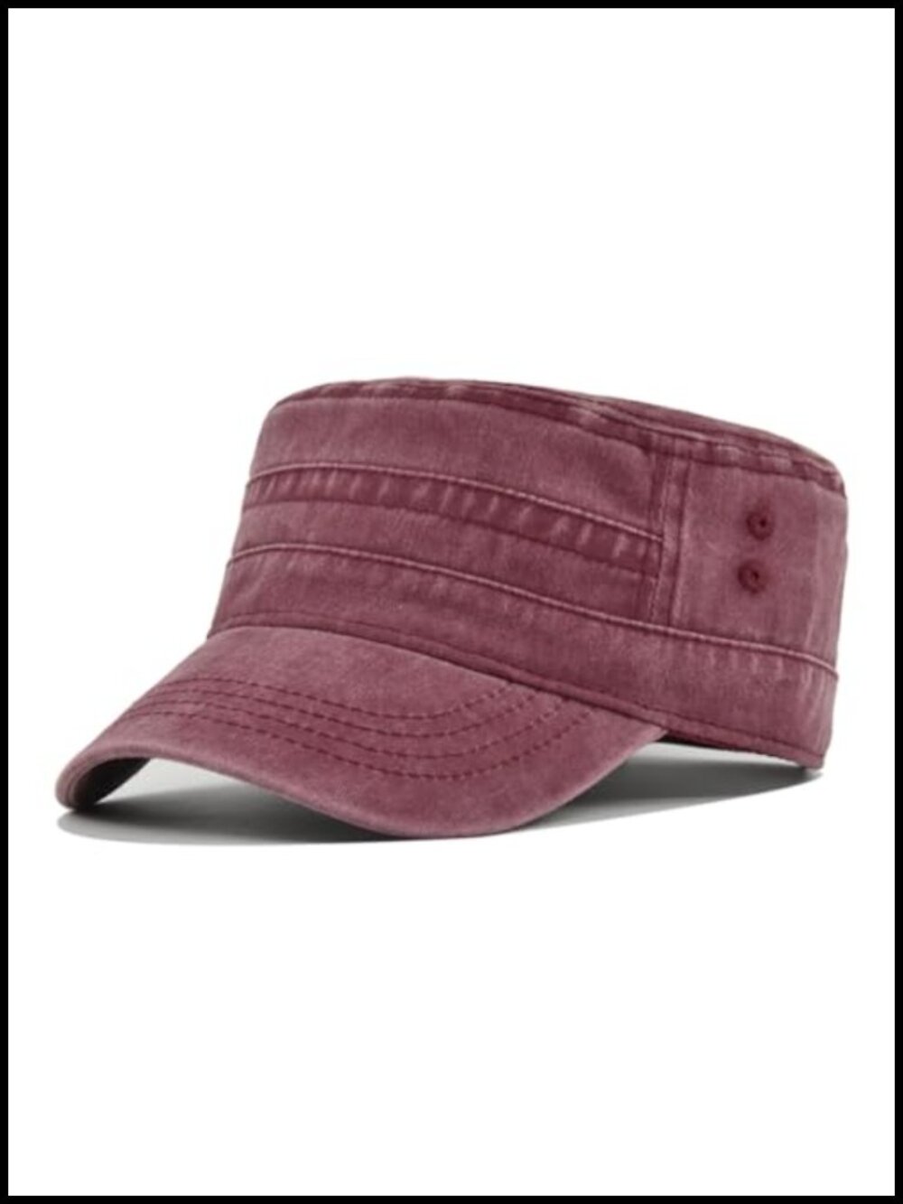 Unisex Washed Cotton Cadet Army Cap Adjustable Flat Top Military Hat